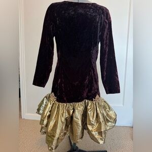 Vintage Scott McClintock Purple Red Long Sleeve Velvet Dress. Modern size medium